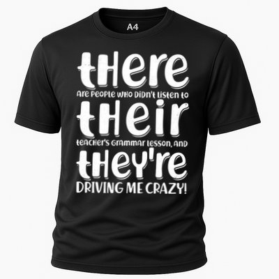 Funny There Their Theyre Grammar Lesson Cooling Performance Crew T-Shirt