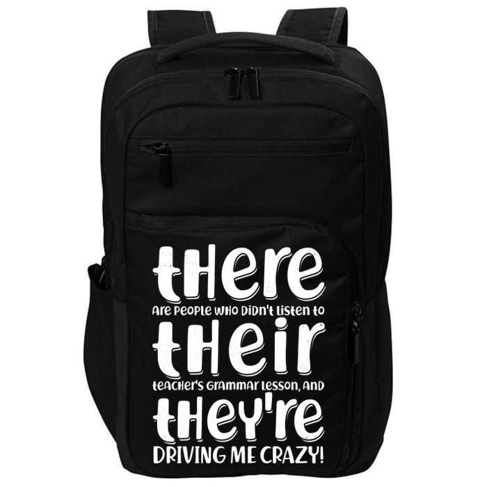 Funny There Their Theyre Grammar Lesson Impact Tech Backpack