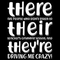 Funny There Their Theyre Grammar Lesson 7-Panel Snapback Hat