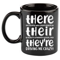 Funny There Their Theyre Grammar Lesson 11oz C Handle Ceramic Mug