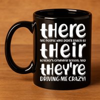 Funny There Their Theyre Grammar Lesson 11oz C Handle Ceramic Mug