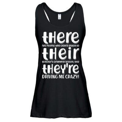 Funny There Their Theyre Grammar Lesson Ladies Essential Flowy Tank