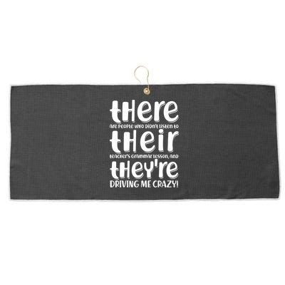 Funny There Their Theyre Grammar Lesson Large Microfiber Waffle Golf Towel