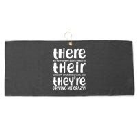 Funny There Their Theyre Grammar Lesson Large Microfiber Waffle Golf Towel