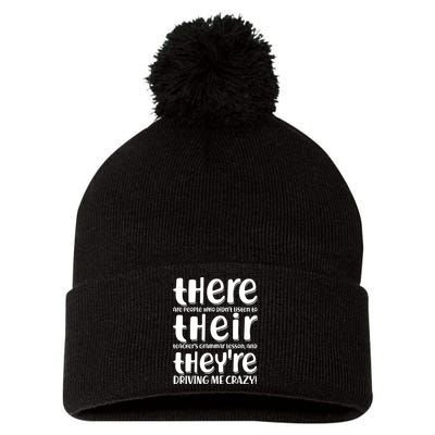 Funny There Their Theyre Grammar Lesson Pom Pom 12in Knit Beanie