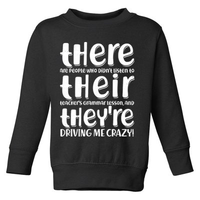 Funny There Their Theyre Grammar Lesson Toddler Sweatshirt