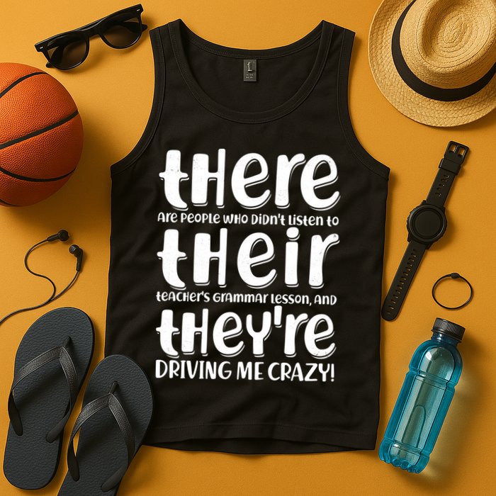 Funny There Their Theyre Grammar Lesson Tank Top