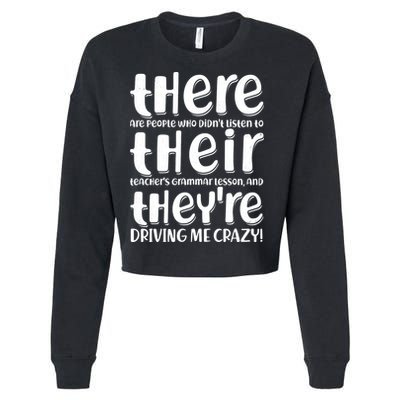 Funny There Their Theyre Grammar Lesson Cropped Pullover Crew