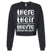 Funny There Their Theyre Grammar Lesson Cropped Pullover Crew