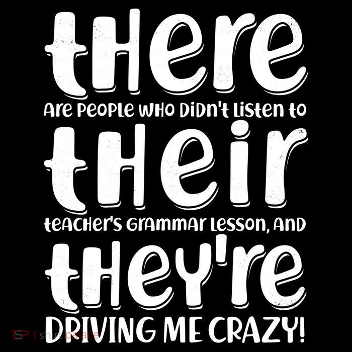 Funny There Their Theyre Grammar Lesson Cropped Pullover Crew