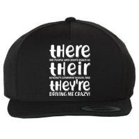 Funny There Their Theyre Grammar Lesson Wool Snapback Cap
