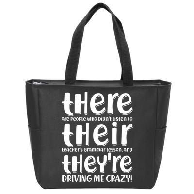 Funny There Their Theyre Grammar Lesson Zip Tote Bag