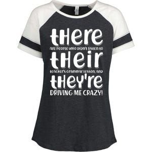 Funny There Their Theyre Grammar Lesson Enza Ladies Jersey Colorblock Tee