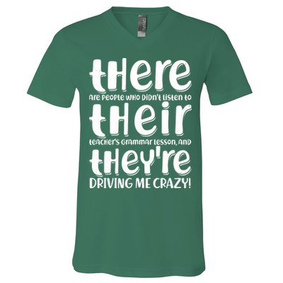 Funny There Their Theyre Grammar Lesson V-Neck T-Shirt