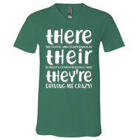 Funny There Their Theyre Grammar Lesson V-Neck T-Shirt