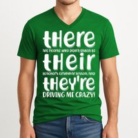 Funny There Their Theyre Grammar Lesson V-Neck T-Shirt