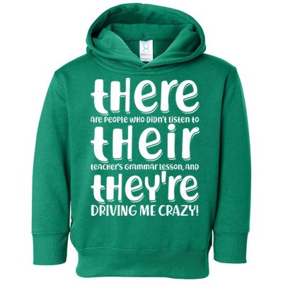 Funny There Their Theyre Grammar Lesson Toddler Hoodie