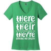 Funny There Their Theyre Grammar Lesson Women's V-Neck T-Shirt