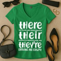 Funny There Their Theyre Grammar Lesson Women's V-Neck T-Shirt