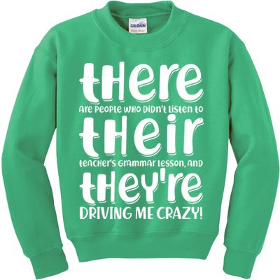 Funny There Their Theyre Grammar Lesson Kids Sweatshirt