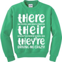 Funny There Their Theyre Grammar Lesson Kids Sweatshirt