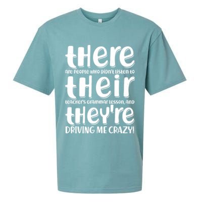 Funny There Their Theyre Grammar Lesson Sueded Cloud Jersey T-Shirt