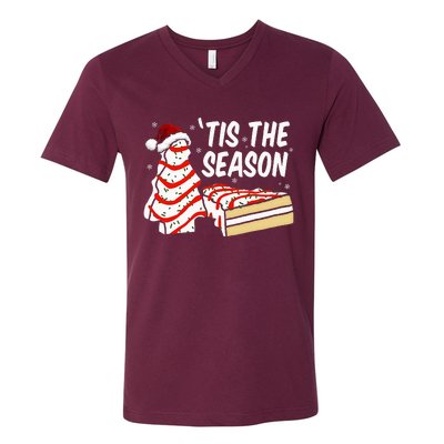 Funny Tis The Season Design Christmas Tree Cakes Debbie V-Neck T-Shirt