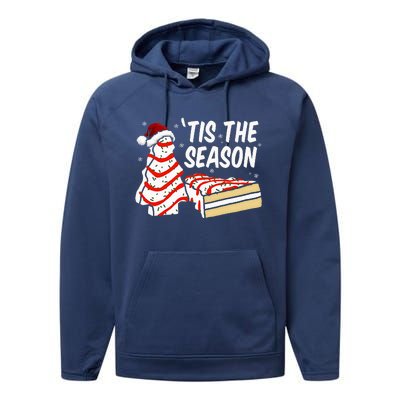 Funny Tis The Season Design Christmas Tree Cakes Debbie Performance Fleece Hoodie