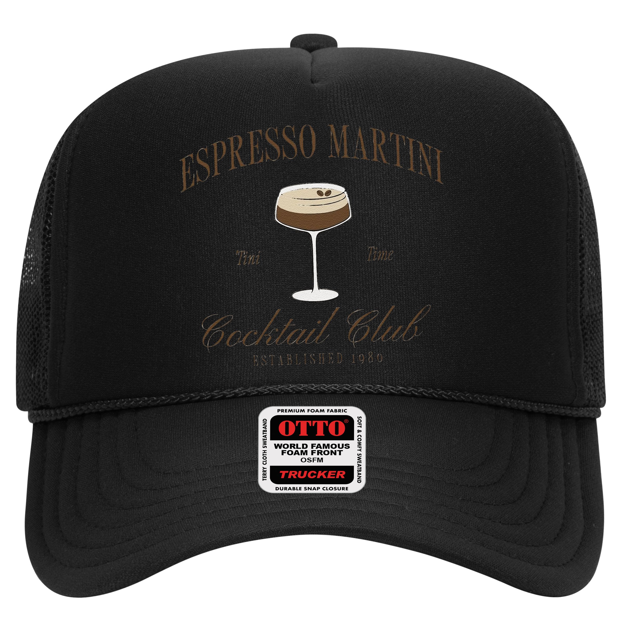 Funny Tini Time Espresso Martini Retro Cocktail And Social Club Hat