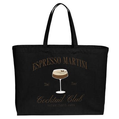 Funny Tini Time Espresso Martini Retro Cocktail And Social Club Cotton Canvas Jumbo Tote