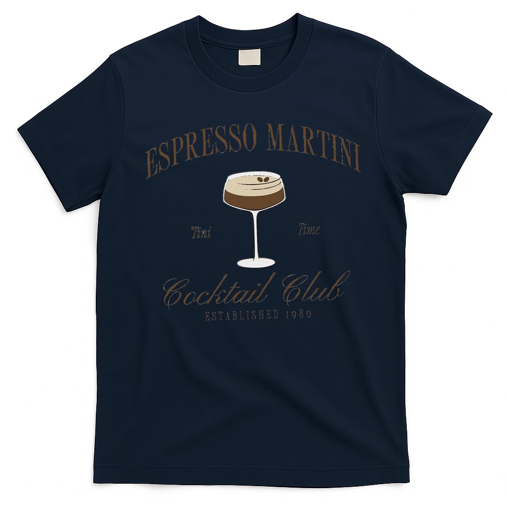 Funny Tini Time Espresso Martini Retro Cocktail And Social Club T-Shirt