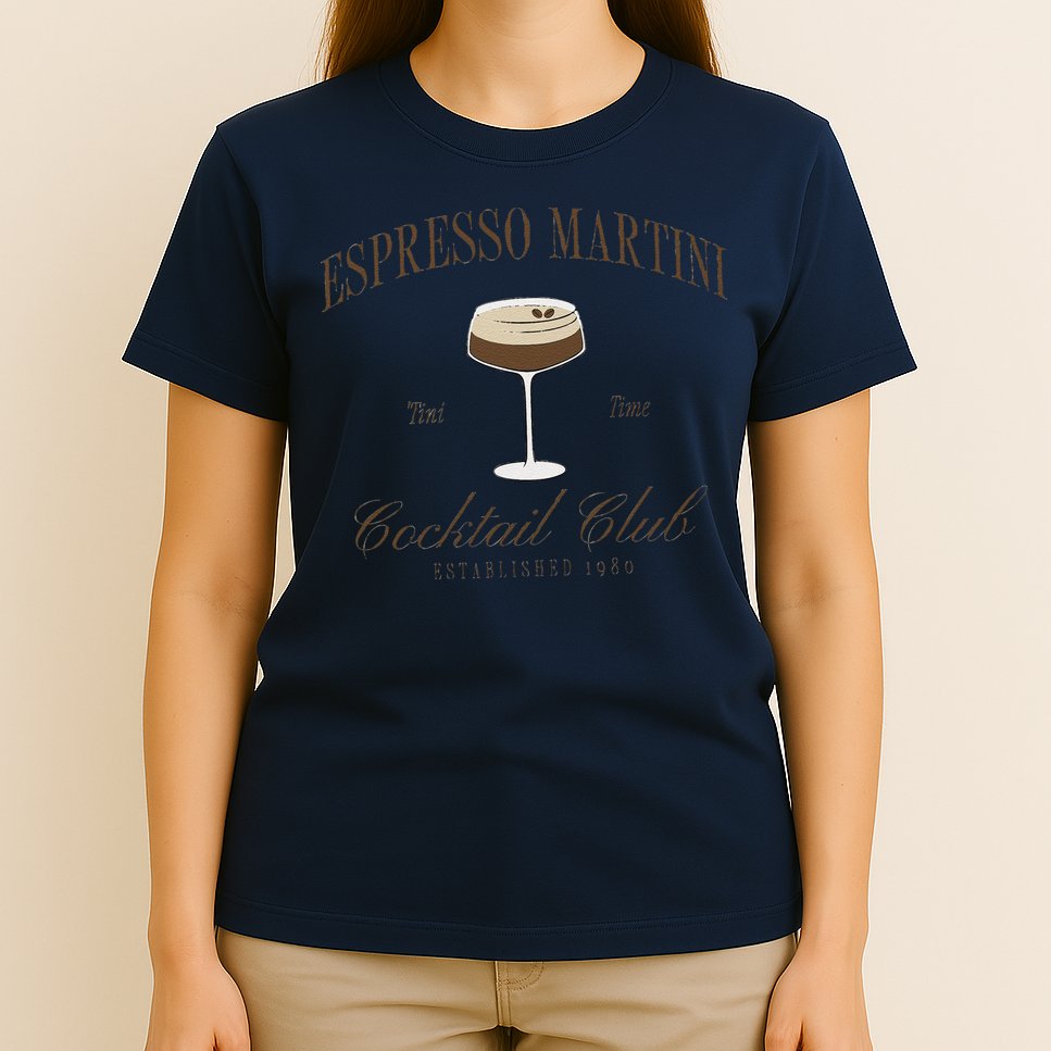 Funny Tini Time Espresso Martini Retro Cocktail And Social Club T-Shirt