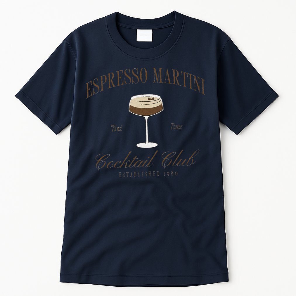 Funny Tini Time Espresso Martini Retro Cocktail And Social Club Tall T-Shirt