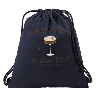 Funny Tini Time Espresso Martini Retro Cocktail And Social Club Drawstring Bag