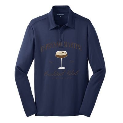 Funny Tini Time Espresso Martini Retro Cocktail And Social Club Silk Touch Performance Long Sleeve Polo