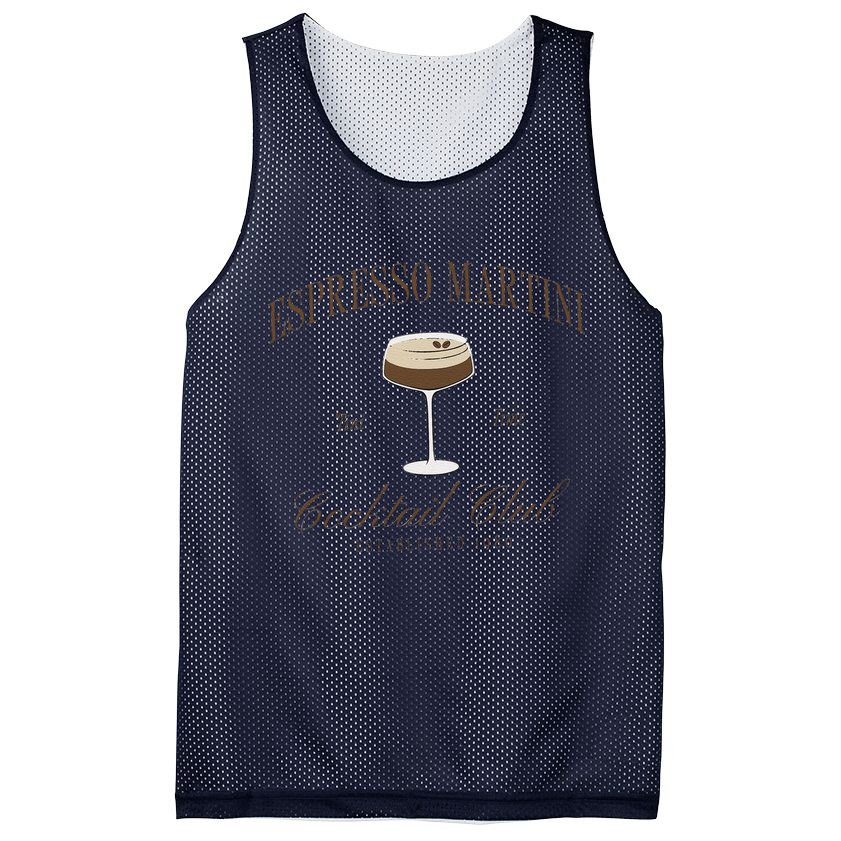 Funny Tini Time Espresso Martini Retro Cocktail And Social Club Mesh Reversible Basketball Jersey Tank