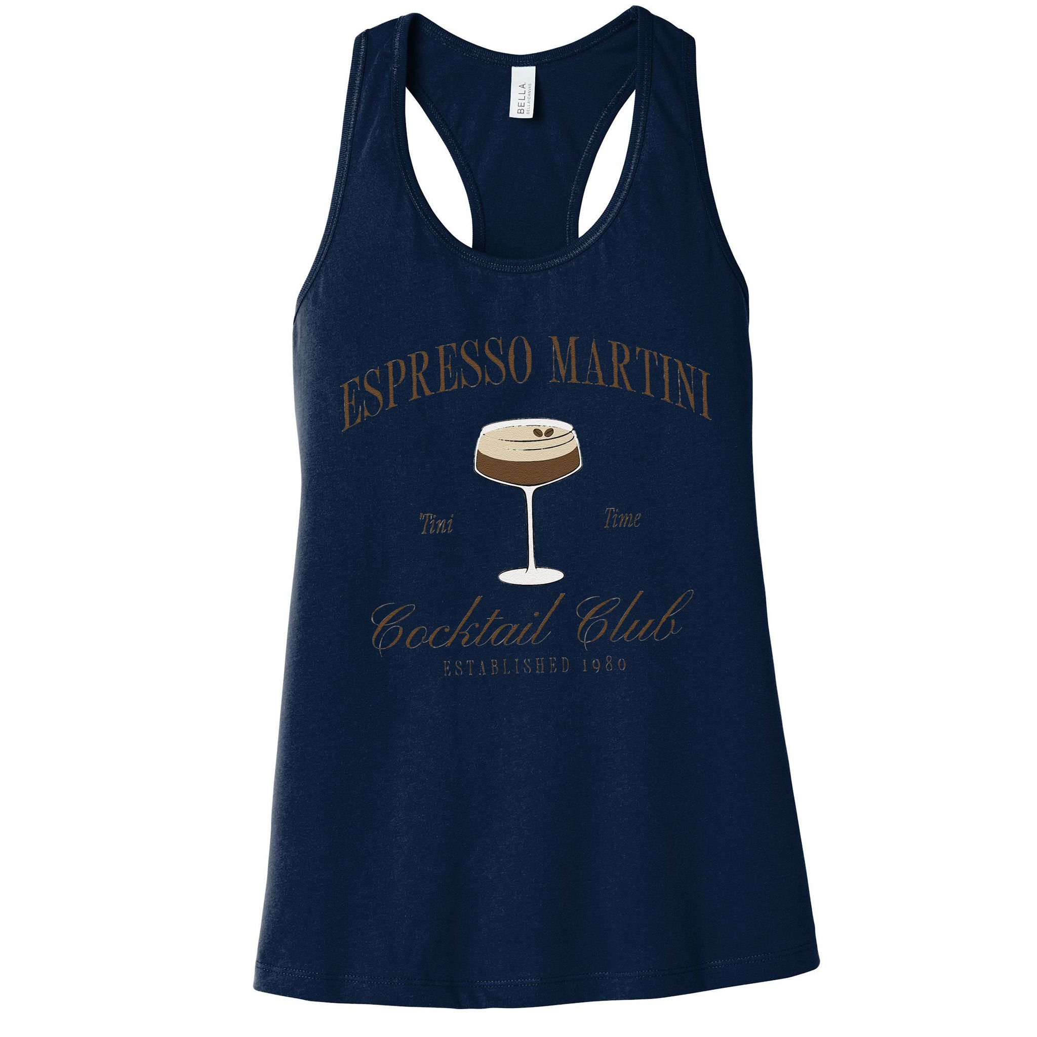 Funny Tini Time Espresso Martini Retro Cocktail And Social Club Womens Tank Top