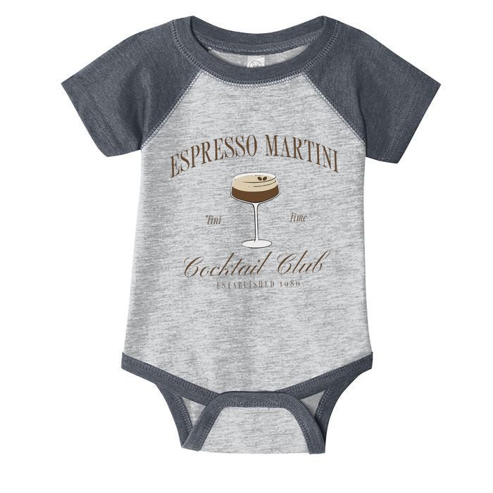 Funny Tini Time Espresso Martini Retro Cocktail And Social Club Infant Baby Jersey Bodysuit