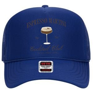 Funny Tini Time Espresso Martini Retro Cocktail And Social Club High Crown Mesh Back Trucker Hat