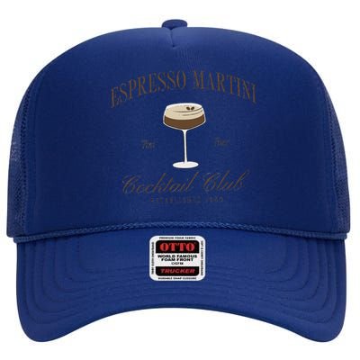 Funny Tini Time Espresso Martini Retro Cocktail And Social Club High Crown Mesh Back Trucker Hat