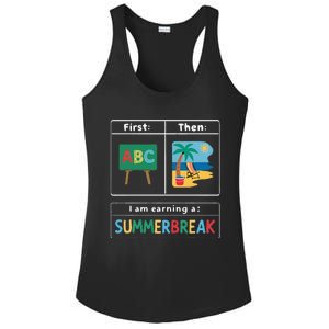 First Teach Then Beach Teacher I Am Earning A Summerbreak Ladies PosiCharge Competitor Racerback Tank