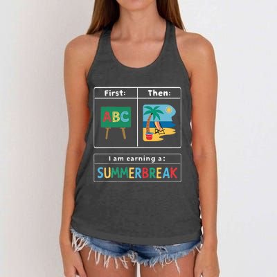 First Teach Then Beach Teacher I Am Earning A Summerbreak Women's Knotted Racerback Tank