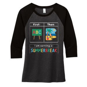 First Teach Then Beach Teacher I Am Earning A Summerbreak Women's Tri-Blend 3/4-Sleeve Raglan Shirt