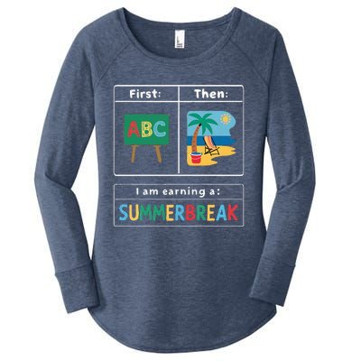 First Teach Then Beach Teacher I Am Earning A Summerbreak Women's Perfect Tri Tunic Long Sleeve Shirt