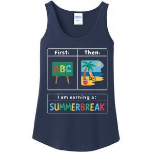 First Teach Then Beach Teacher I Am Earning A Summerbreak Ladies Essential Tank