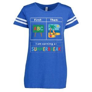 First Teach Then Beach Teacher I Am Earning A Summerbreak Enza Ladies Jersey Football T-Shirt