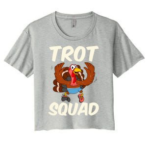 Funny Thanksgiving Turkey Trot Squad Cute Gift Women's Crop Top Tee