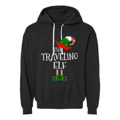 Funny The Traveling Elf Matching Family Group Gift Christmas Garment-Dyed Fleece Hoodie