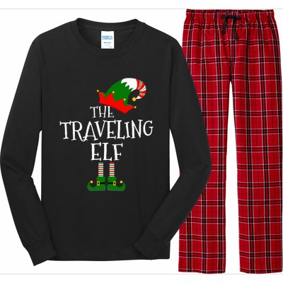 Funny The Traveling Elf Matching Family Group Gift Christmas Long Sleeve Pajama Set