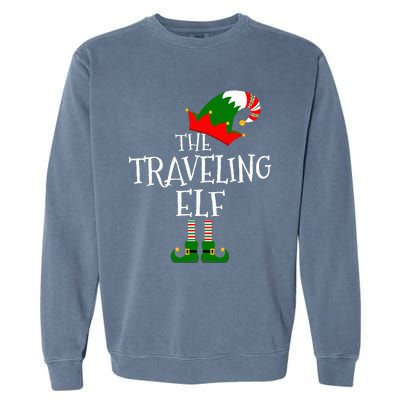 Funny The Traveling Elf Matching Family Group Gift Christmas Garment-Dyed Sweatshirt